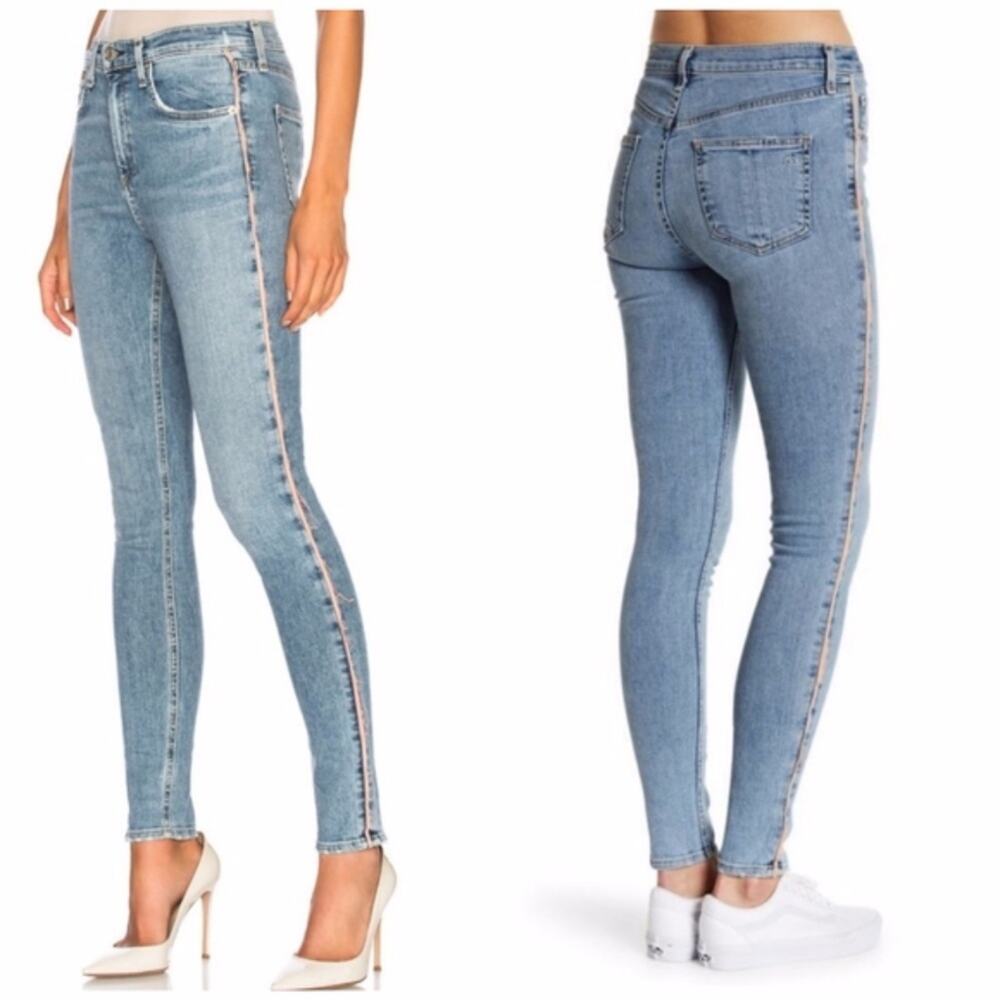 rag & bone Light Wash Skinny Jeans with Contrast Side Stripe